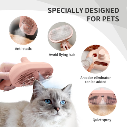 PetWell Spray Cat Brush for Shedding